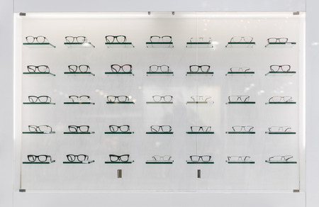 A lot of glasses at isolated shopping window