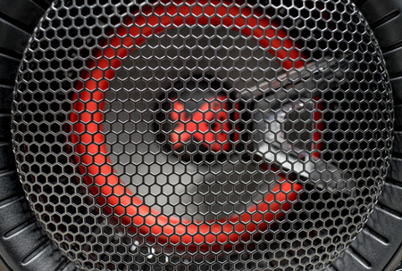 Loudspeaker grid texture in dark colors with round textureの写真素材