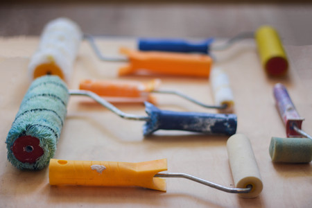 Set of instruments for painting wallsの写真素材