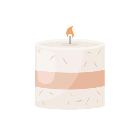 Pastel white candle isolated on white background. The concept of coziness and home comfortのイラスト素材