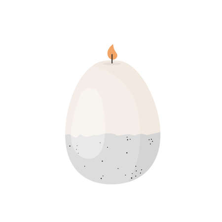 Candle in the form of an egg isolated on a white background. The concept of coziness and home comfortのイラスト素材