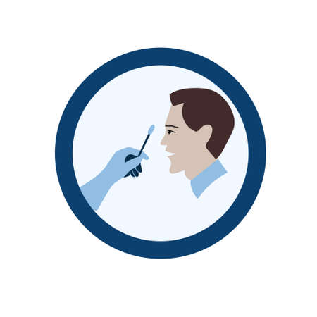 Covid-19 outbreak, cotton swab test concept vector illustration.のイラスト素材