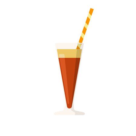 Flat vector illustration of coffee drink shakerato or a coffee milk cocktail. Isolated on white backgroundのイラスト素材