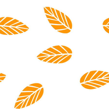 Hand drawn vector illustration of abstract style orange tropical leaf on white background.のイラスト素材