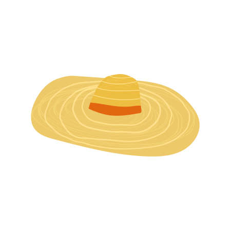 Hand drawn vector illustration of woman summer beach sun hat. Isolated on white backgroundのイラスト素材