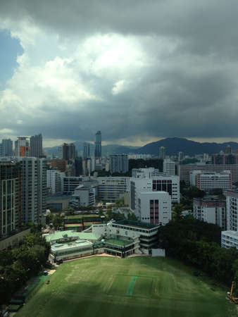 A superb view with great background of city and light on the ground from clouds の素材