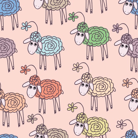 Background with funny sheep のイラスト素材
