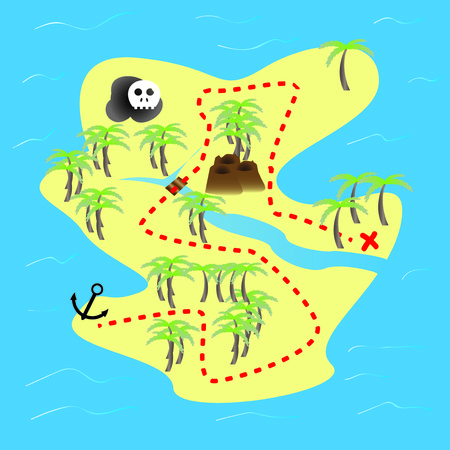 Parchment with treasure map 1 - vector illustration.のイラスト素材