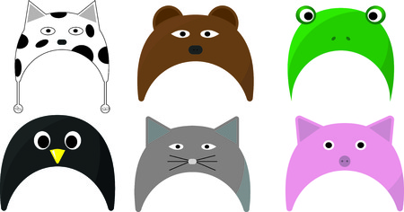 set of cute animal hatのイラスト素材