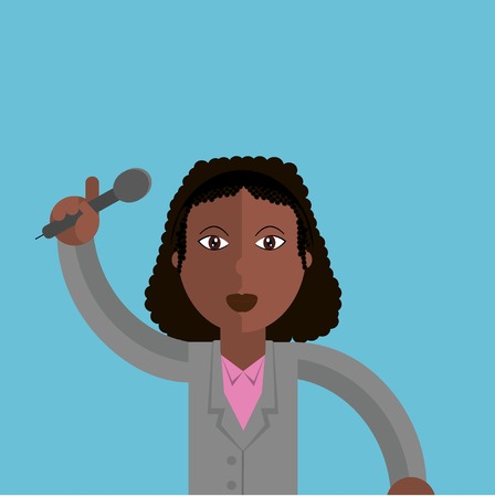 Afro woman journalistのイラスト素材
