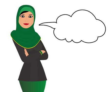 Muslim girl with message bubbleのイラスト素材