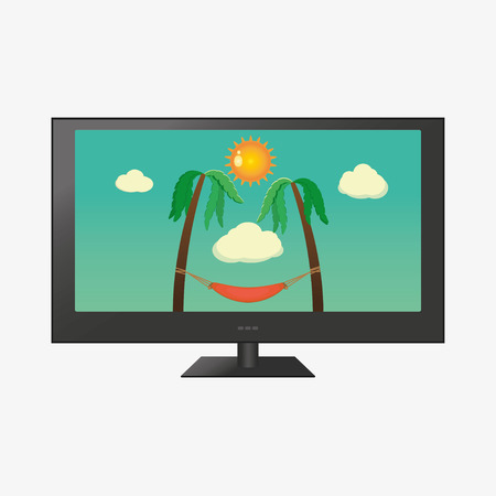 TV with tropical palms panorama