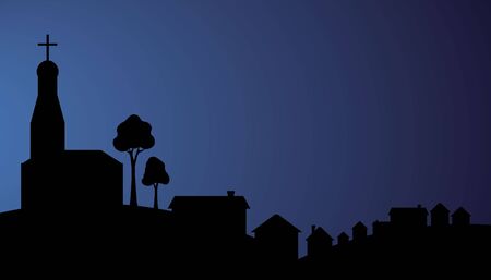 Village at the nightのイラスト素材