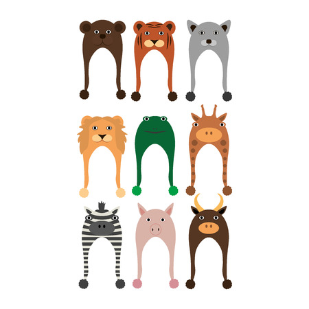 Set of animal hatsのイラスト素材