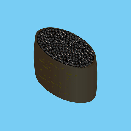 Gunkan-maki with black caviar. Japanese sushi.のイラスト素材