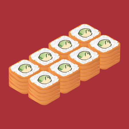 Philadelphia Maki sushi roll. Japanese cuisine.のイラスト素材