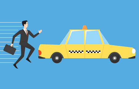 Businessman running for taxiのイラスト素材