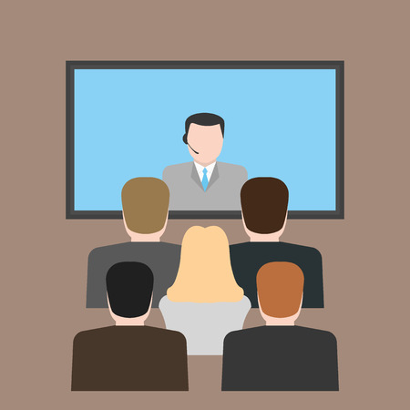 Online business presentation to audienceのイラスト素材