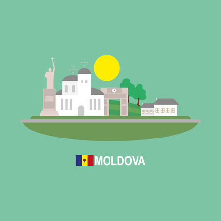 Moldova famous buildingds infographicのイラスト素材