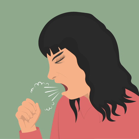 Illustration coughing womanのイラスト素材