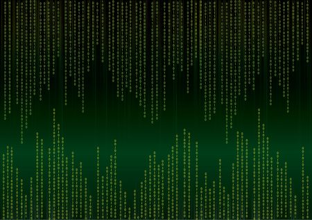 Abstract green binary code on black background of Matrix styleのイラスト素材