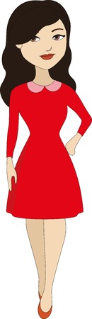 Beautiful woman in red dressのイラスト素材