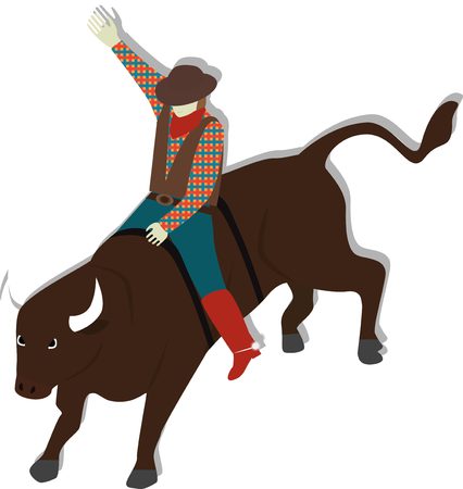 Illustration of matador riding bull in Spain. Bullfighter.のイラスト素材