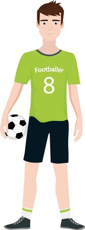 Soccer player standing and holding the ballのイラスト素材