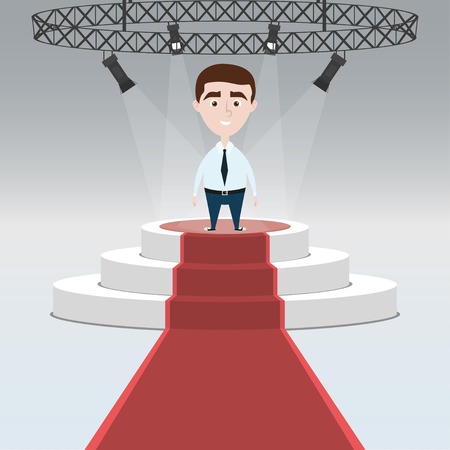 Businessman winning on pedestalのイラスト素材
