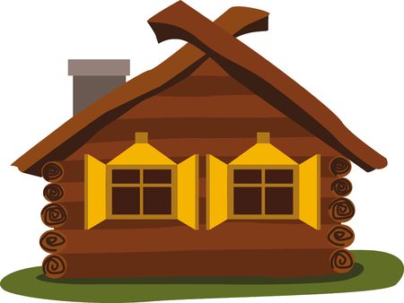 Ancient wooden house. Traditional north house.のイラスト素材