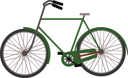 Classic green bicycle isolatedのイラスト素材