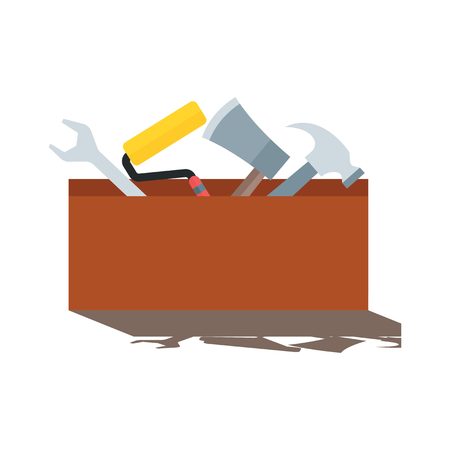 Toolbox with tools. Flat style icon.のイラスト素材