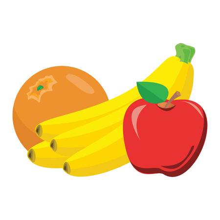 Fruit the fresh tasty. An orange, an apple, a ,bananaのイラスト素材