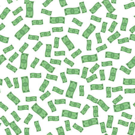 Seamless vector pattern of flying paper moneyのイラスト素材