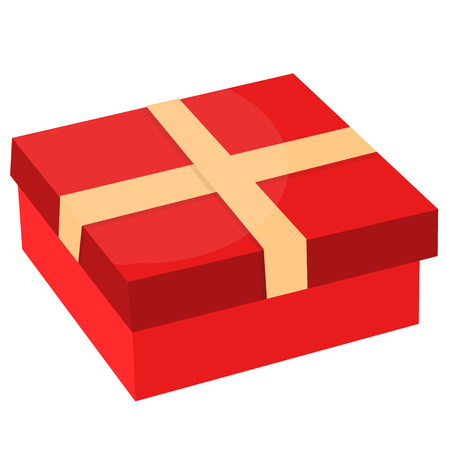 Gift box with ribbon. flat design.のイラスト素材