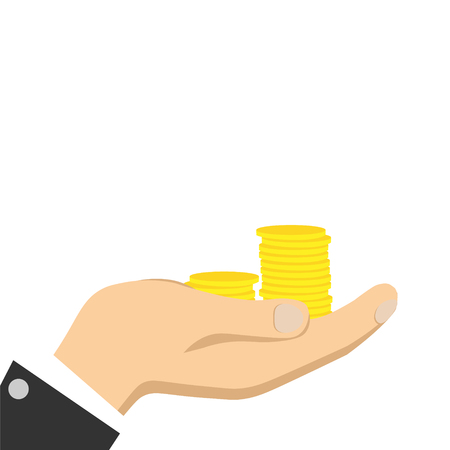 Gold coin in hand businessmanのイラスト素材