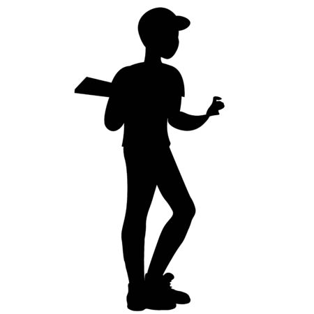 Silhouette courier with boxのイラスト素材