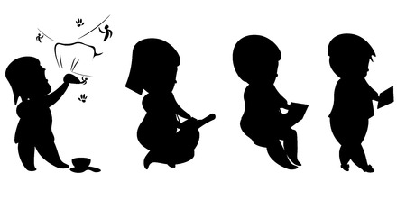Evolution man and technology silhouettesのイラスト素材