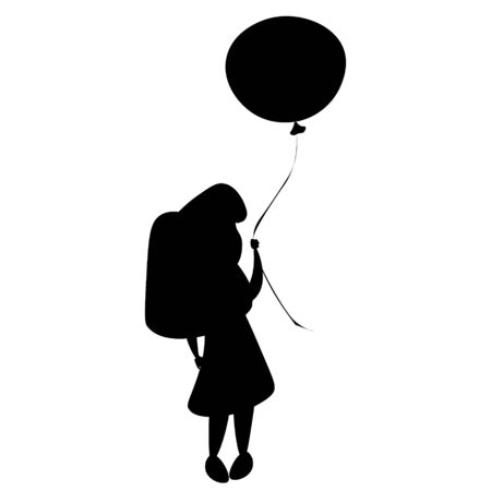 Girl silhouette and balloonsのイラスト素材