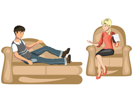 Patient talking to psychologist.のイラスト素材