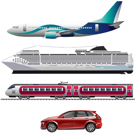 Transportation icon set in flat style.のイラスト素材