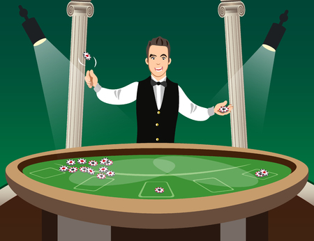 Man casino croupier character.のイラスト素材