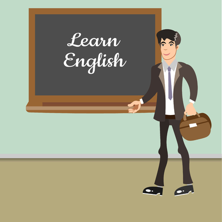 Young teacher by blackboardのイラスト素材