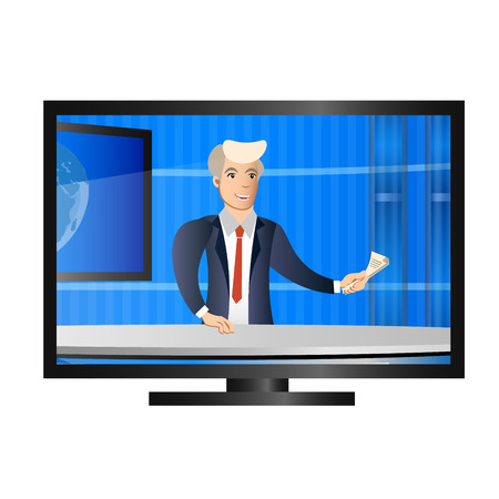 News anchor on TV breaking News.のイラスト素材