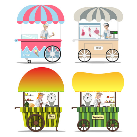 Street different food shop.のイラスト素材