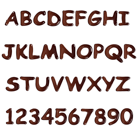 Latin alphabet made of dark melted chocolate Vector illustrationのイラスト素材
