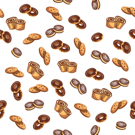 Seamless pattern with glazed donuts and biscuit.のイラスト素材
