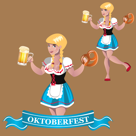 Sexy girl with beer octoberfestのイラスト素材