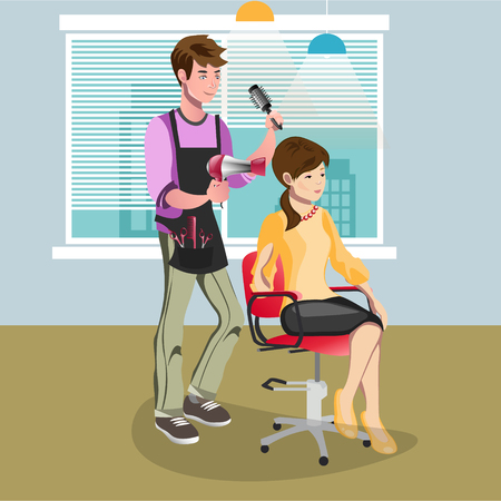 Woman in beauty salon at hairdresserのイラスト素材
