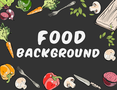 Food backdrop with different vegetables design illustration.のイラスト素材